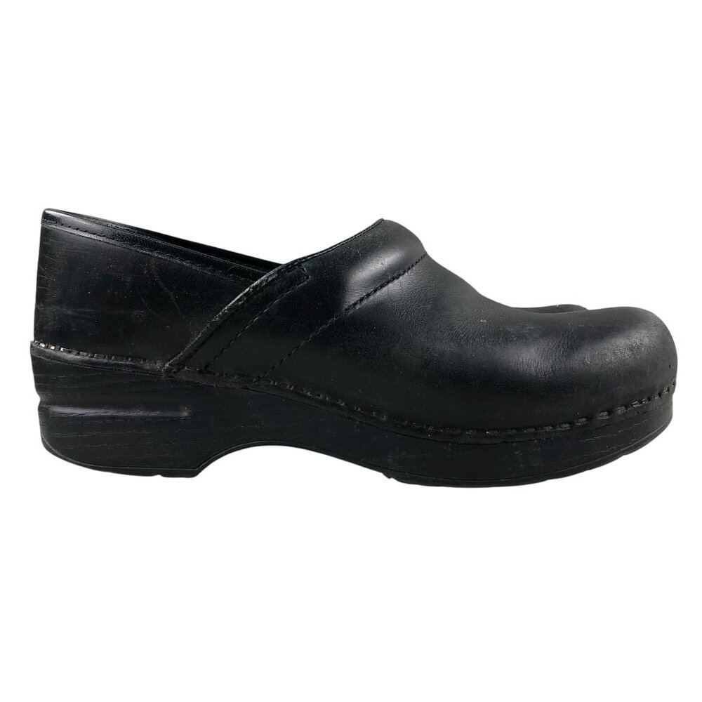 Dansko Women's Size 38 (7.5-8) Black Leather Professional Clogs Work Shoes
